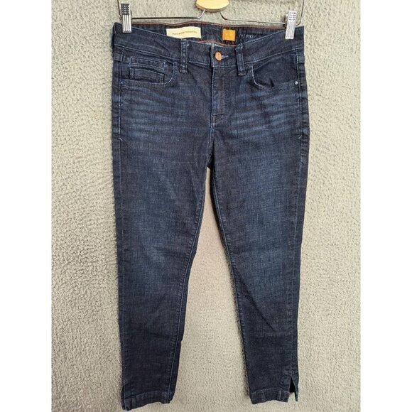 Pilcro Stet Mid-Rise Slit Hem Skinny Stretch Jeans Medium Wash Blue Size 27 - Picture 1 of 11